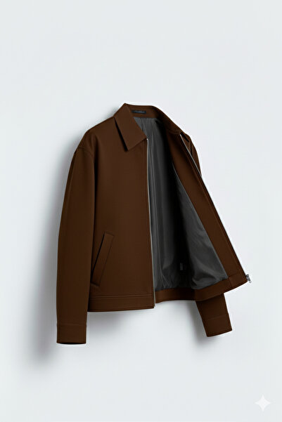 Bossago Мъжко кафяво палто-яке с цип, мека текстура, висококачествена материя