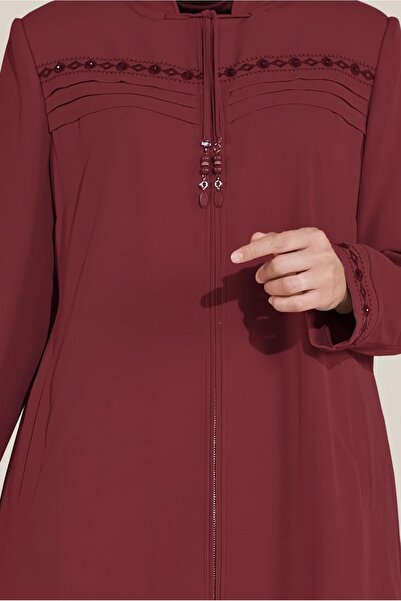 Alvina 10221 Model Embroidered and Zippered Top Coat