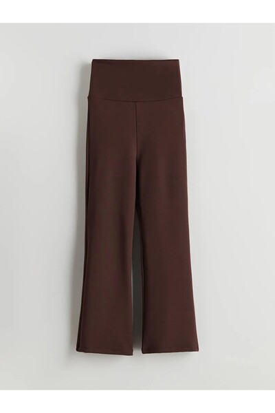 LC Waikiki LCW Kids Kahverengi Beli Lastikli İspanyol Paça Kız Çocuk Tayt