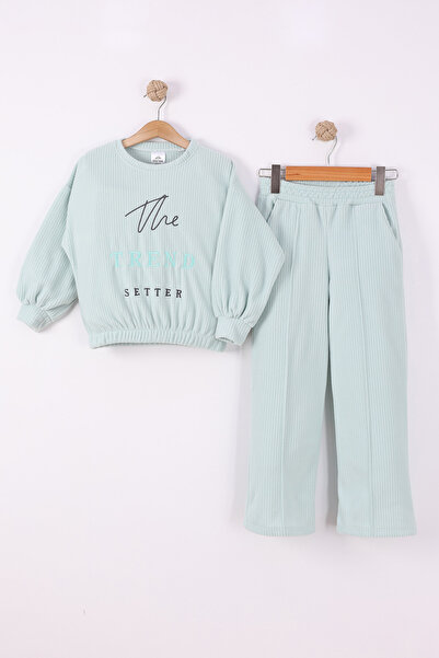 monox Girl's Trend Embroidered Style Corded Fabric Fleece Set