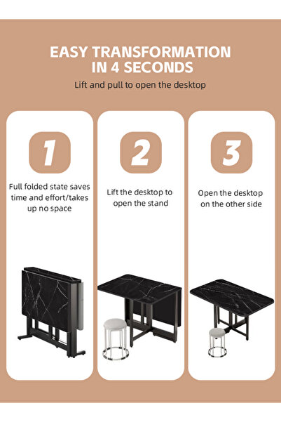 Ammar Space Kitchen Folding Dining Table Multifunctional Dining Table Extension Space Saving Dinner Table
