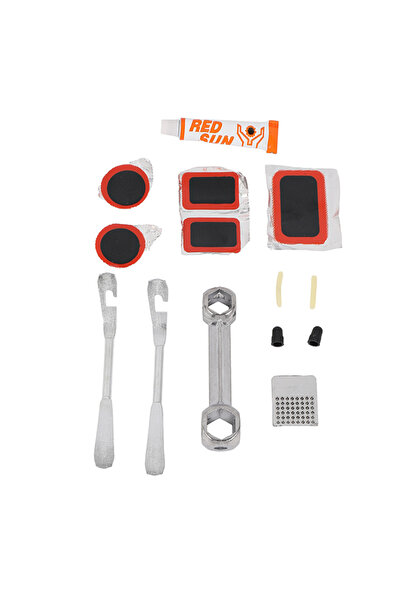 Lawazim Bike Repair Kit 14 Piece - Multi Tool and Patch Set for Tire Puncture and Repairs