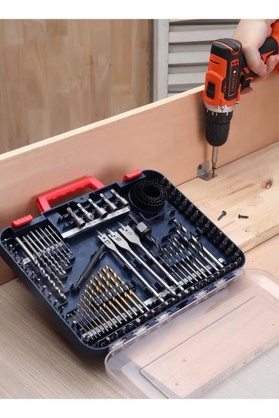 Lawazim Combined Drill Set 100 Piece - HSS Wood Masonry Bits with Case for Home and Workshop