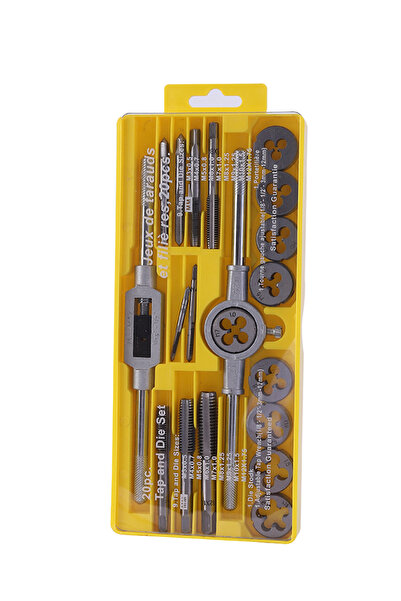 Lawazim Metric Screw Die Set 20 Piece - Tap and Die Threading Tool Kit with Handles and Box