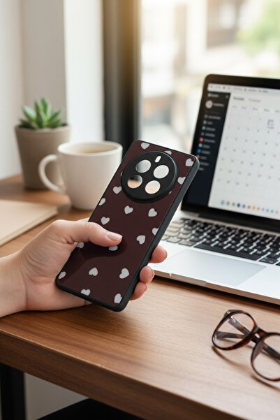 batuteknoloji Realme 12 Pro Plus Fiyonk Kalp Desenli Silikon Kapak