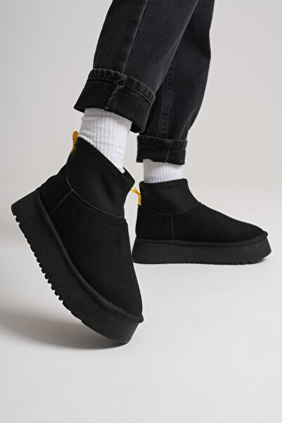 Zerenyus Nadia Premium γυναικείες μαύρες χειμερινές μπότες με χοντρή σόλα με γούνα εσωτερικά