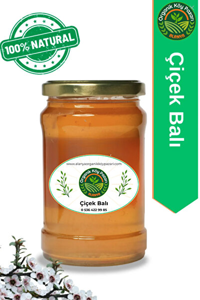 alanya organik köy pazarı %100 Doğal Çiçek Balı 800 gr – Katkısız, Soğuk Süzme, El Yapımı, Hakiki Yayla Balı