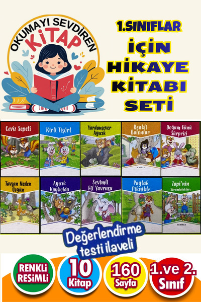 KBY 1.Sınıf Resimli Çocuk Kitapları(10 KİTAP TAKIM) Resimli 2-8 Yaşa Uygun