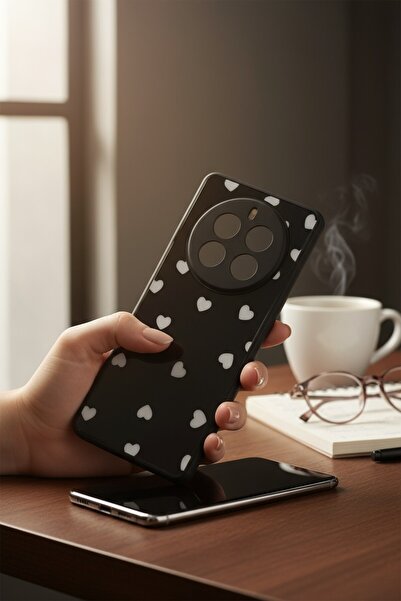 batuteknoloji Realme 12 Pro Plus Fiyonk Kalp Desenli Silikon Kapak