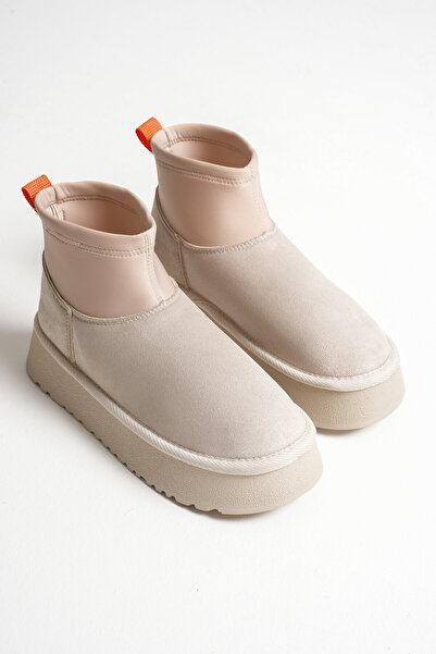 Zerenyus Nadia Premium Γυναικείες Μπεζ Χειμερινές Μπότες με Παχύ Σόλα με Γούνα Εσωτερικά