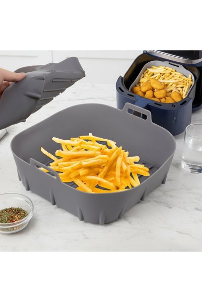 ISO TRADE Tăviță Silicon pentru Air Fryer 20x20 cm – Reutilizabilă, Non-Stick, Alternativă la Hârtie de Copt
