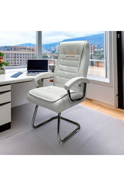 Al Saada Home كرسي مكتب ثابت - جلد - أبيض