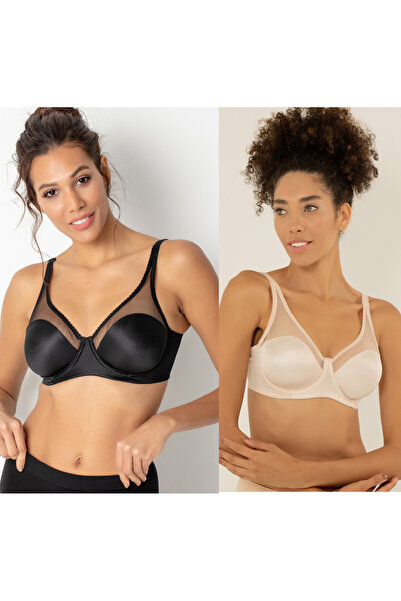 Miorre Двохкомпонентний комплект для жінок: чорний бюстгальтер та бюстгальтер для зменшення розміру грудей