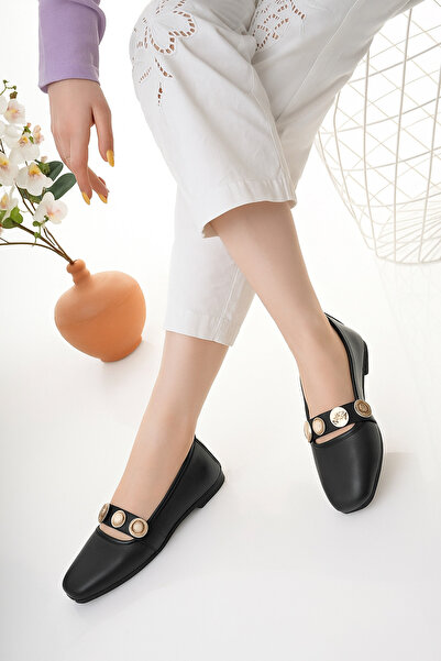 StWenn Women's Ballet Shoes Velvet Gold Buckle Stylish Lightweight Orthopedic Noiseless Sole