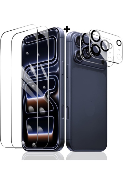 m.tk moveteck İphone 17 Pro Max Uyumlu Kamera Koruma Lens Koruyucu Şeffaf Temperli Cam + Ekran Koruyucu Cam Set