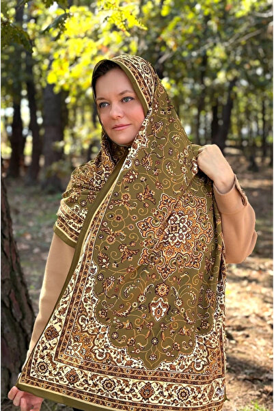 Noorella Scarf - شال منقوش بنقشة بيزلي - كاكي