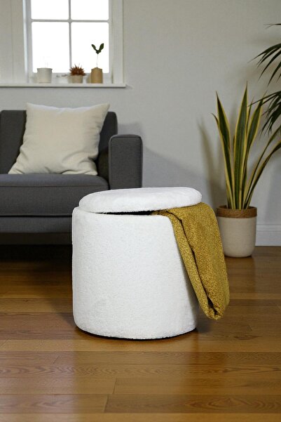 woody maison Puf Iskandinav Tarz Kuzu Tüy Kumaş Sandıklı Large Çok Amaçlı Puf...