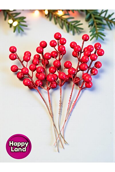 Happyland New Year Long Stem Kokina Red Berry Tree Ornament 5 Pieces 23 cm New Year Kokina Cherry Branch Hpy26072