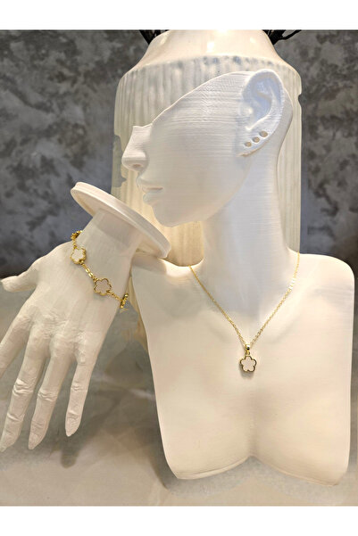 Alyas Aksesuar Clover Necklace and Bracelet Set