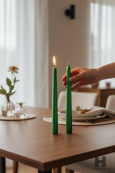 a&p 3 Lü Samdan Yılbaşı Yeşil Renk Kaplama Gövde 1. Kalite Mum