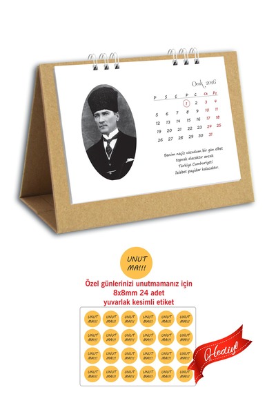 cabuk baskı 2026Takvim, 2026 Atatürk Masa Takvimi 2026 Kraft Üçgen Takvim, 2026 Spiralli Masa Takvimi