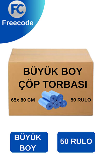 Freecode Büyük Boy Çöp Poşeti 50 Paket 65 X 80 Cm Mavi