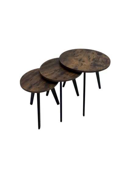 Al Saada Home Wood Service Table Set - Coffee - 3 Pieces