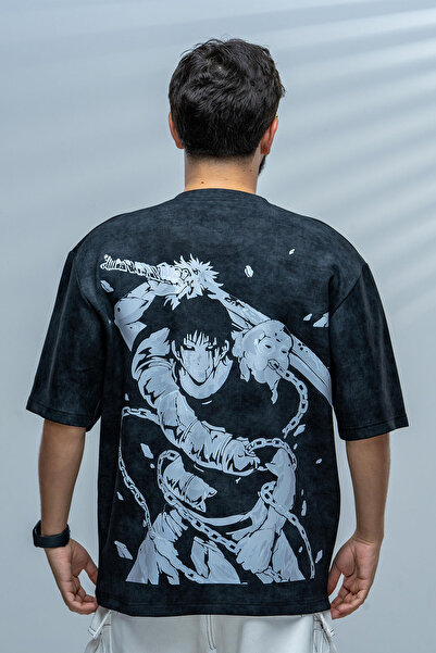 saneafn Black T-shirt with Toji character design