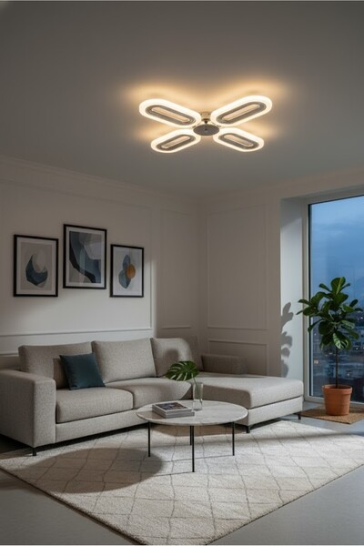 Marsel Lighting serra 4lu krom LED SALON OTURMA ODASI AVİZE 3 RENK LED ISIKLIDIR