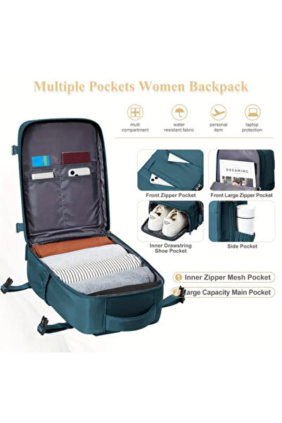 Mense Rucsac de Călătorie Avion - 40x30x20 cm, Impermeabil, Laptop, Bagaj de mână Wizz Air, RyanAir, Verde