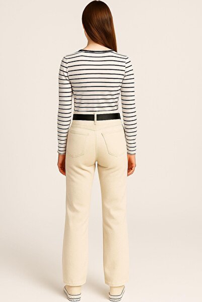 COTENCONCEPT Μακρυμάνικη μπλούζα με ριμπάκια με λαιμόκοψη καγιάκ