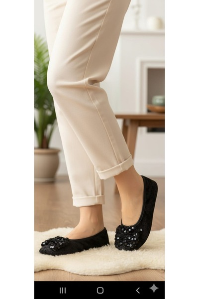 Babet Merkezi Sequin Bow Home, Hajj, Umrah Ballet, Gift, Daily Ballet, Feathered Ballet, Slippers, Booties, Show Kitty