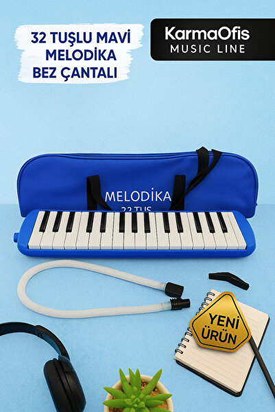 KarmaOfis 32 Tuşlu Siyah Melodika Bez Çantalı