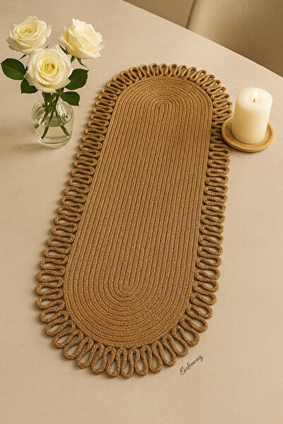 evdeucuz طاولة قهوة أمريكية من خيوط الجوت مع غطاء طاولة