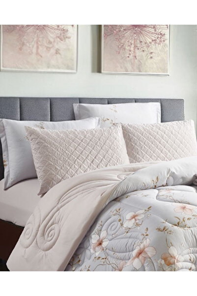 Generic 7-Piece Floral Bed Comforter Set - 240x260cm Quilted Comforter with 2 Pillowshams, 2 Pillowcases, Fi