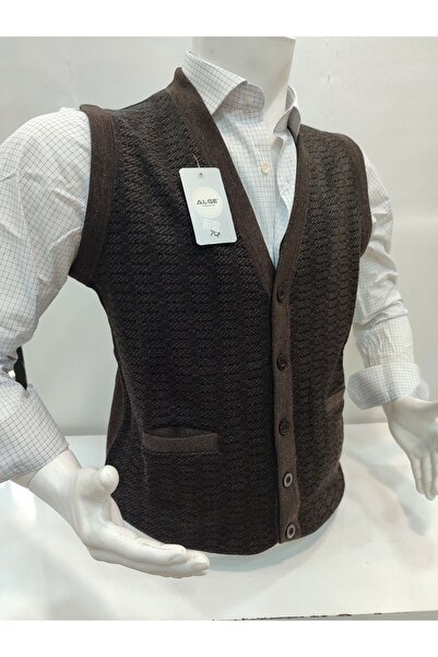 ALGE Men's Knitwear Vest - Steel Knit with Guncuoglu, Pockets and Buttons