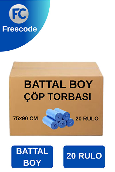 Freecode Standart Battal Boy Çöp Poşeti 20 Paket 75 X 90 Cm Mavi