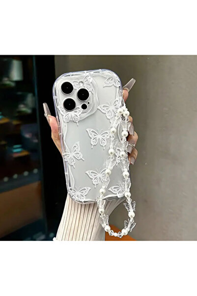 FİŞNEİLETİŞİM حافظة آيفون 15 برو ماكس متوافقة مع نمط الفراشة مع حلية