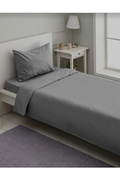 CARWEN TEKSTİL Smoked Gray Color Plain Duvet Cover Set Double Size - 100% Cotton Fabric