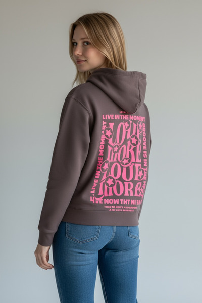 Vireo Club Antracit față și spate cu imprimeu cu căptușeală din fleece Winter...