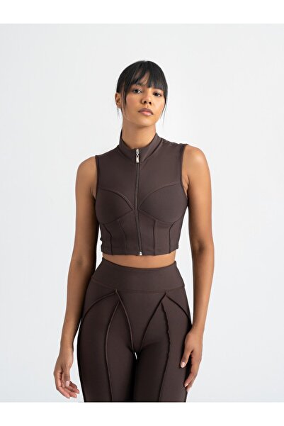 lismina Kahverengi Dikiş Modelli Sculpt Line Spor Büstiyer ( Sporcu Sütyeni )