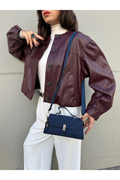 Night Larry Model Navy Blue Women's Hand and Shoulder Bag