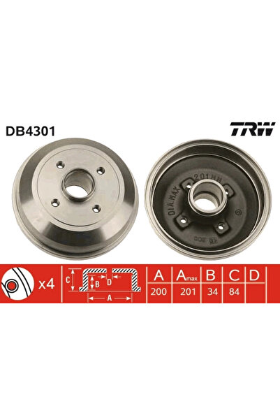 TRW Tambur Frana Opel Corsa C Vauxhall Corsa Model 2/Corsavan Model 2 Caseta/