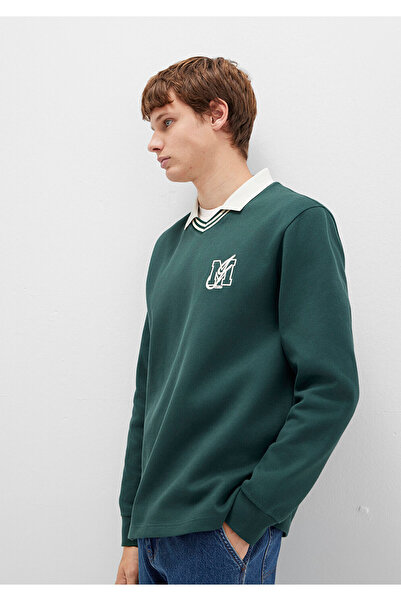 Mavi M Logo Crew Neck Green Interlock Sweatshirt 0S10487-71539