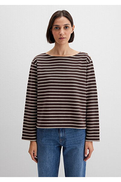 Mavi Кафява тениска с райета, редовна кройка / нормална кройка 1613597-91190