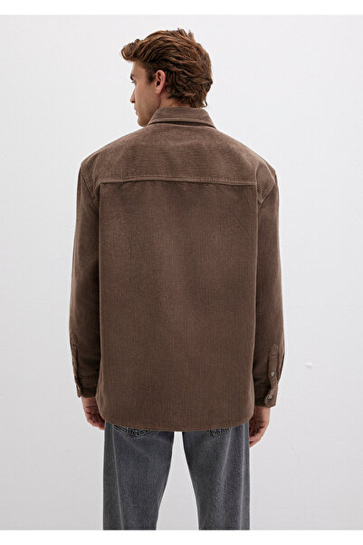 Mavi Kahverengi Kadife Gömlek Loose Fit / Bol Rahat Kesim 0211749-70380