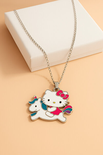 MakeWell Hello Kity Cinnammaroll Tasarımlı Gümüş Renkli Çocuk Kolyeleri