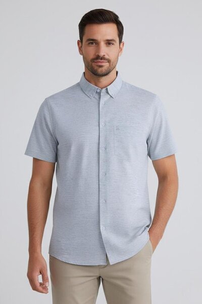 Sabri Özel Short Sleeve Cotton Men's Shirt Khaki