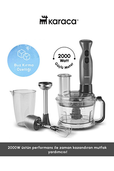 Karaca Turbo Fonksiyon-çift Taraflı Paslanmaz Çelik Bıçak 1,5 L 2000w Mutfak Robotu