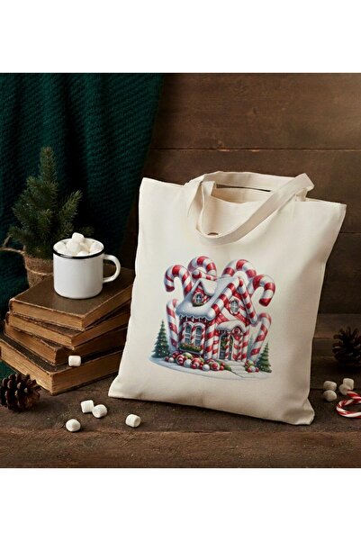 PRİNTOPİA DESİGN حقيبة يد من الكتان ذات طابع العام الجديد - متينة |   صديق للبيئة |   خيار الهدية